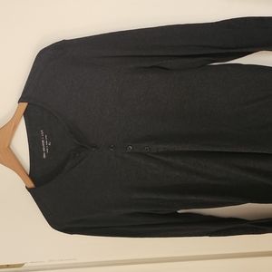 John Varvatos Charcoal Gray XL Henley w Elbow Patches Mint Condition